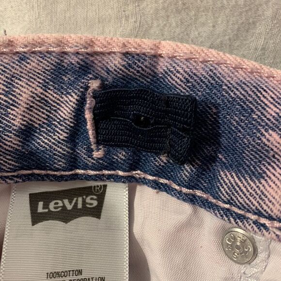 Pink Acid Washed Levi Jean Shorts Retro 80’s Girls Size 12 Throwback Distressed - Picture 4 of 7